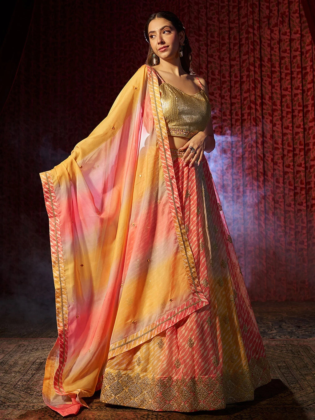 Fantastic Multi Color Organza Sangeet Wear Lehenga Choli With Dupatta