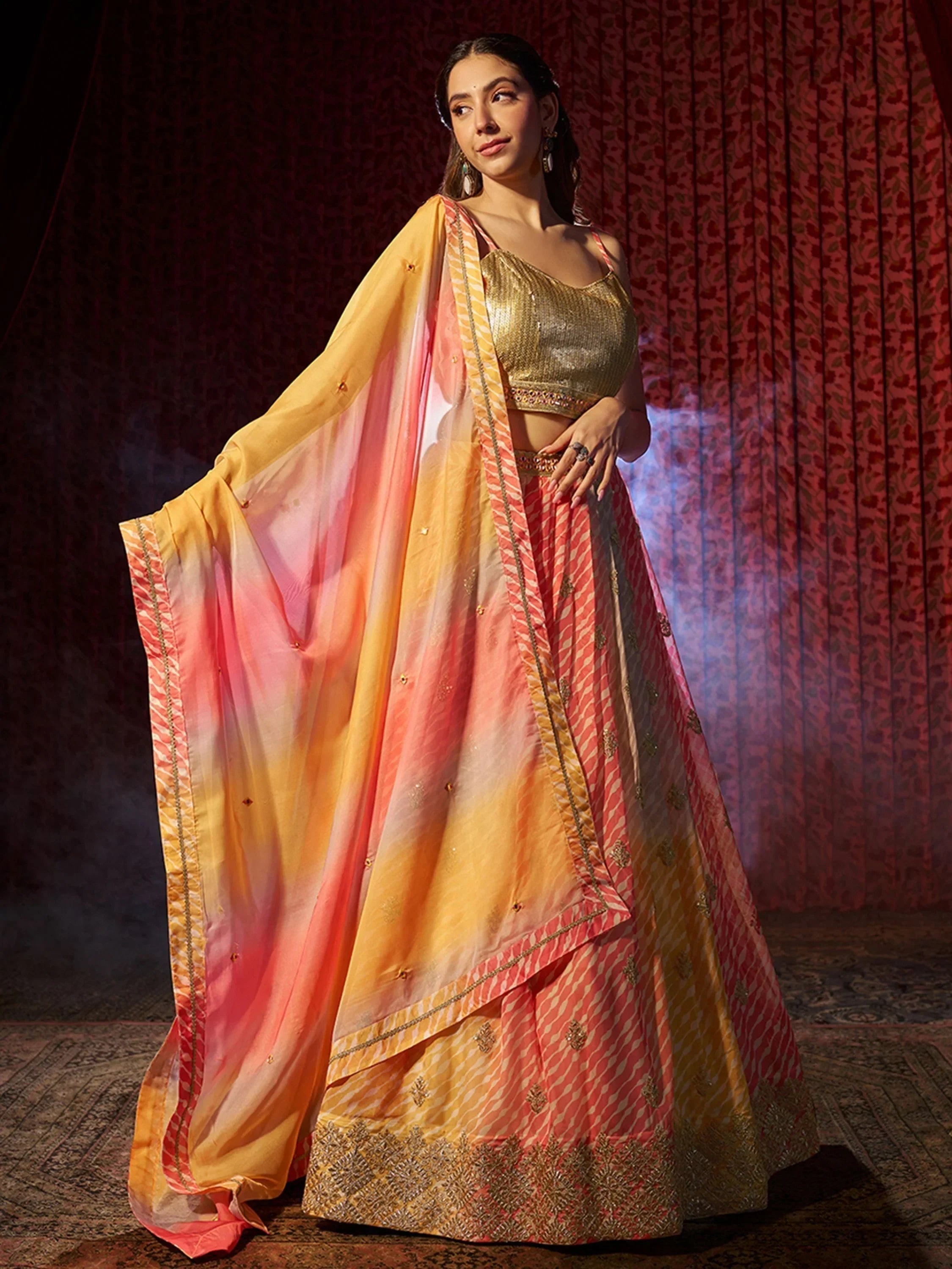 Fantastic Multi Color Organza Sangeet Wear Lehenga Choli With Dupatta