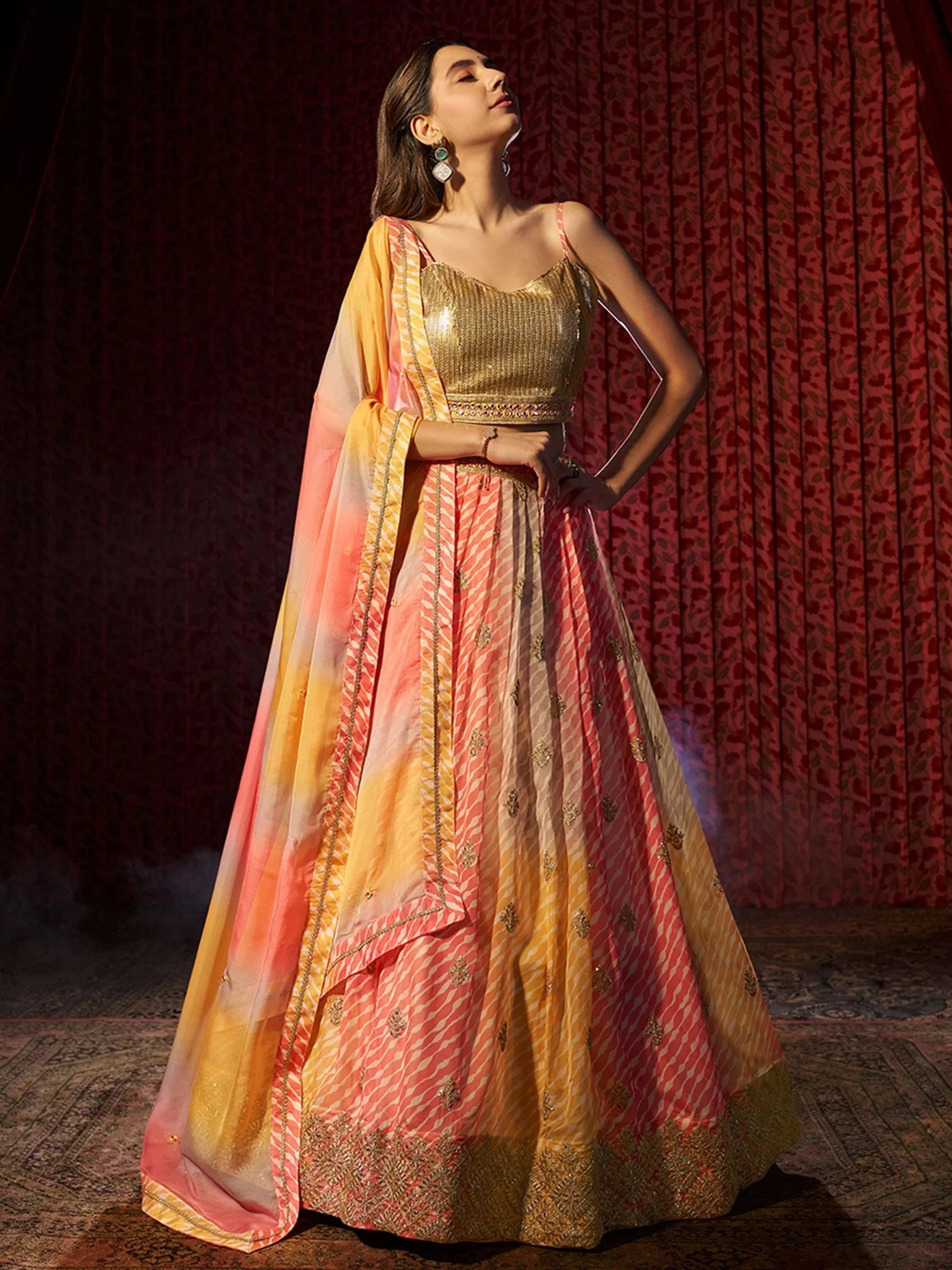Fantastic Multi Color Organza Sangeet Wear Lehenga Choli With Dupatta