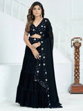 Fascinating Black Georgette Party Wear Lehenga With Embroidered Choli