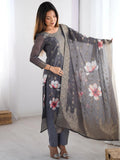 Black Fascinating Organza Digital Printed Traditional Straight Suit