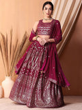 Fascinating Dark Pink Sequins Georgette Festival Wear Lehenga Choli