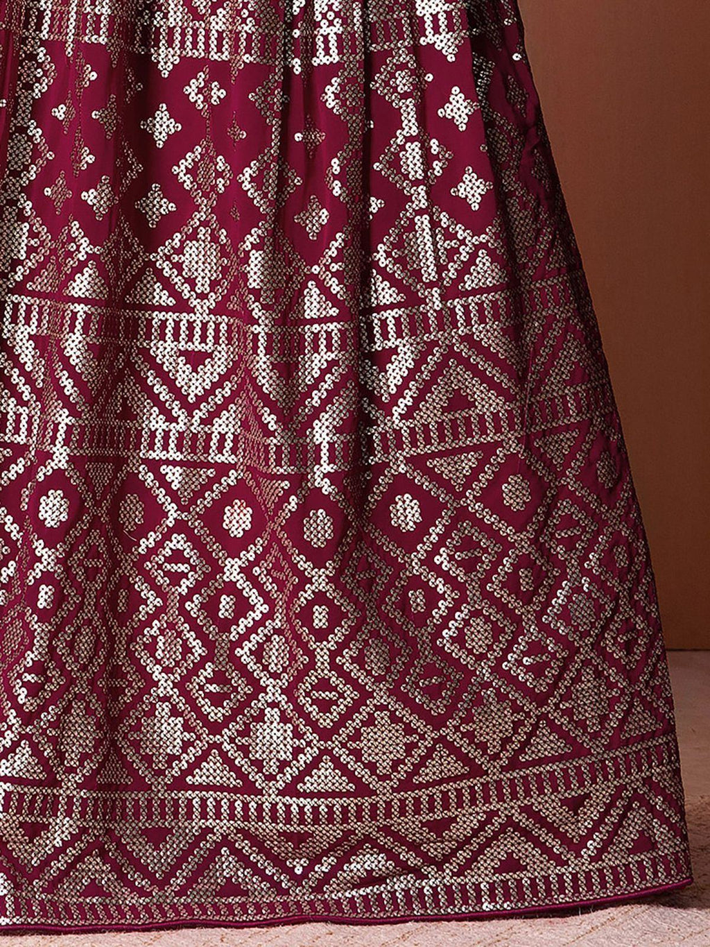 Fascinating Dark Pink Sequins Georgette Festival Wear Lehenga Choli