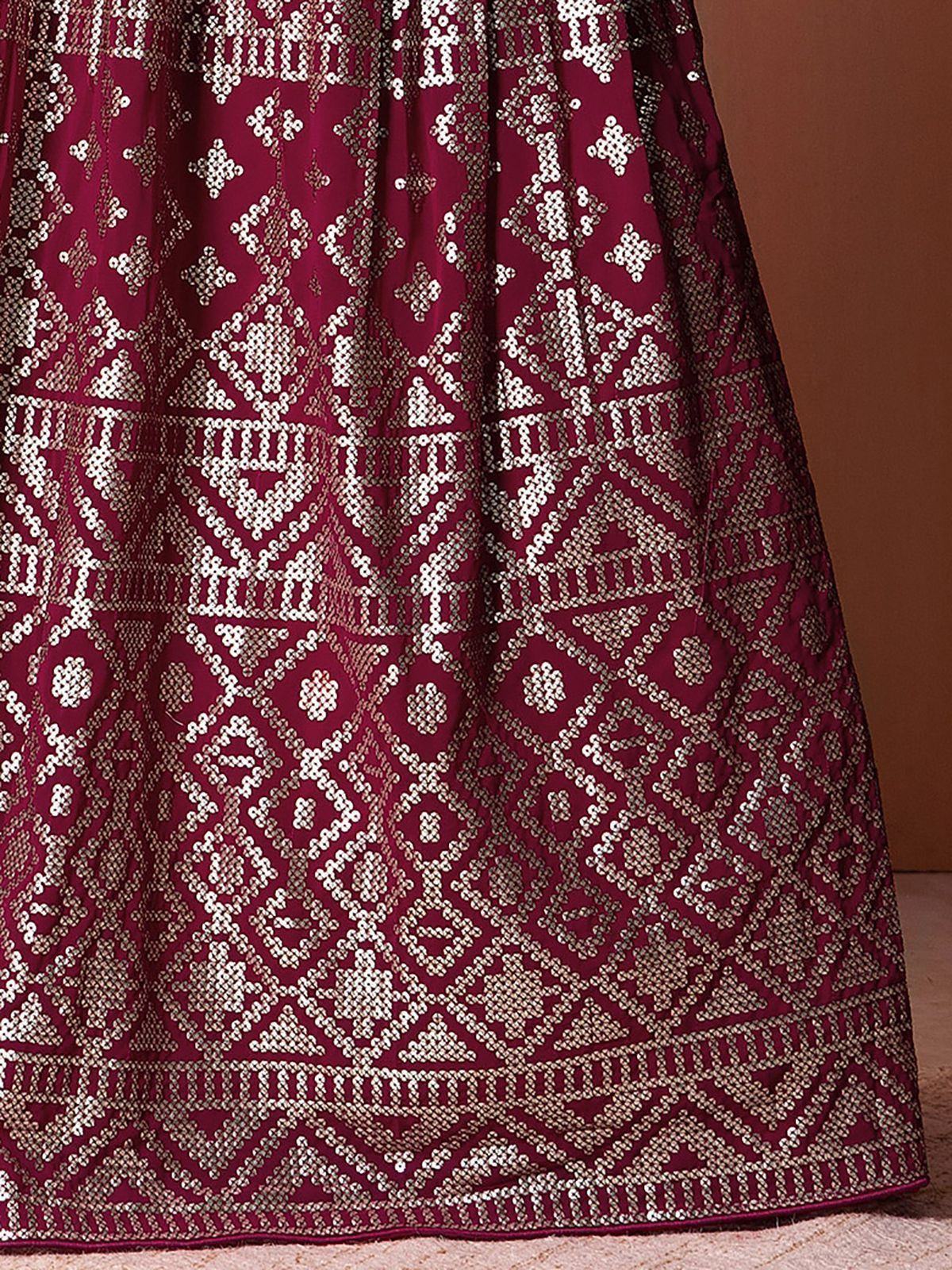 Fascinating Dark Pink Sequins Georgette Festival Wear Lehenga Choli