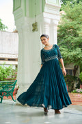 Faux Blooming Beads Embroidered Gown