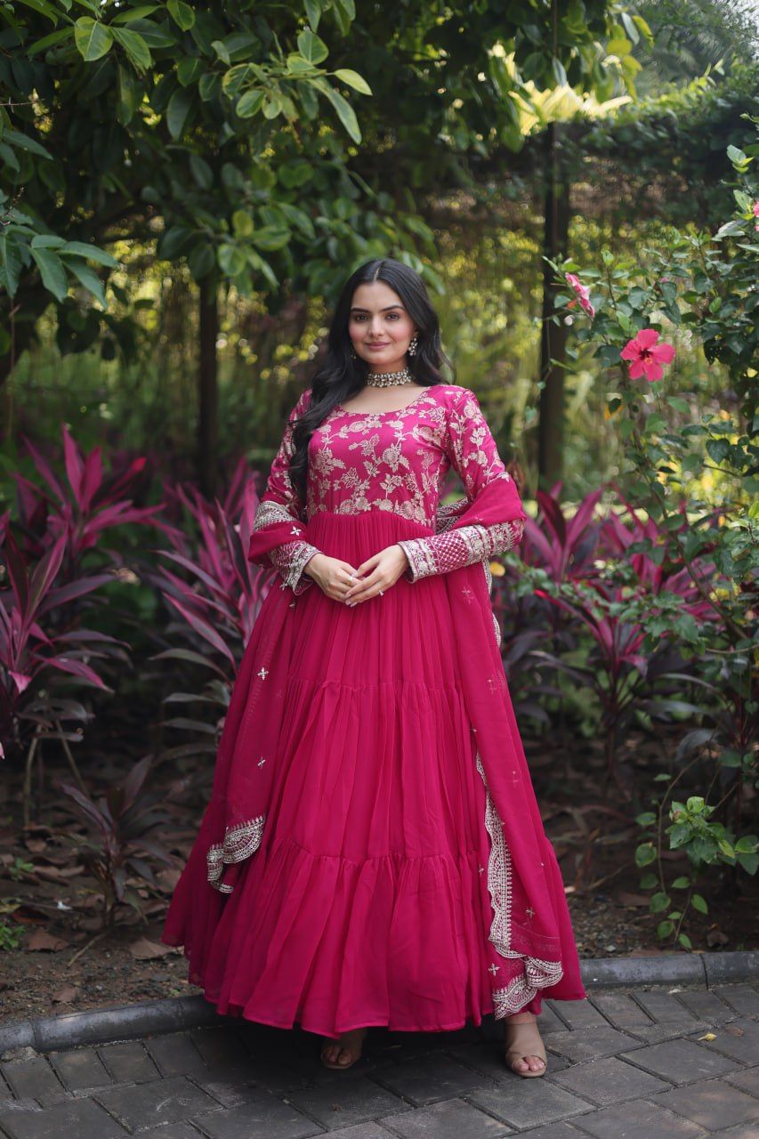 Faux Blooming Gown with Dupatta