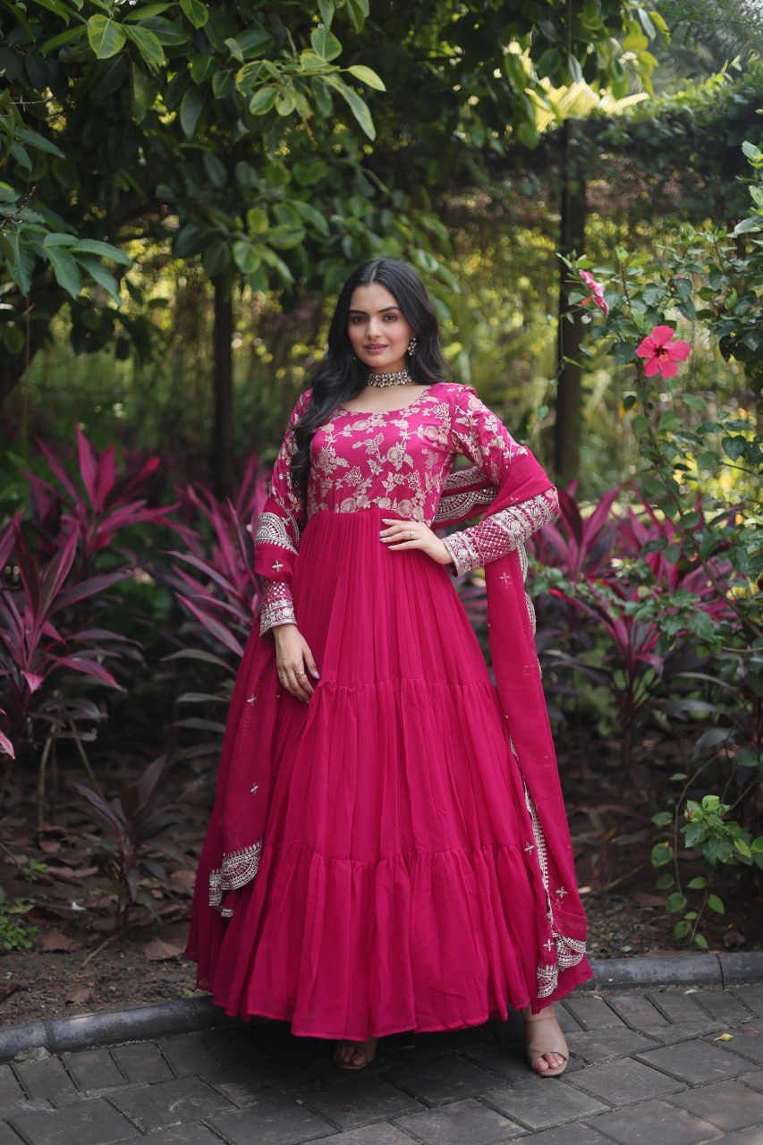 Faux Blooming Gown with Dupatta