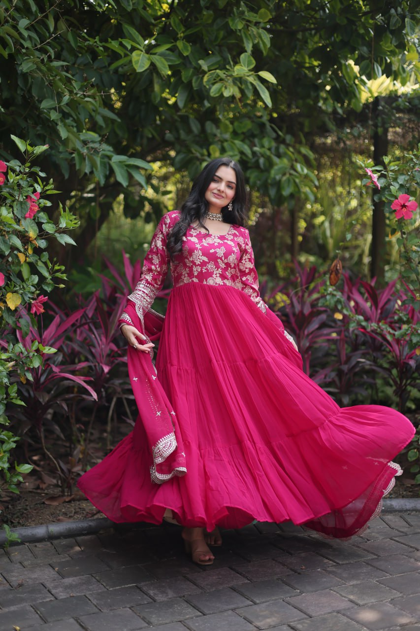 Faux Blooming Gown with Dupatta