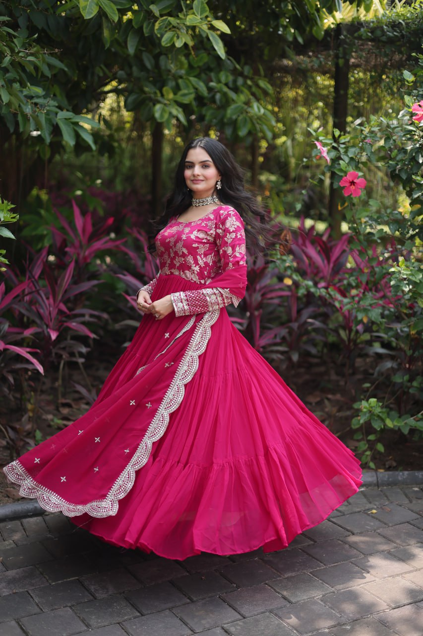 Faux Blooming Gown with Dupatta