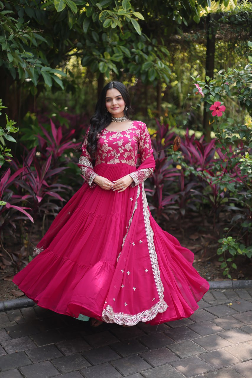 Faux Blooming Gown with Dupatta