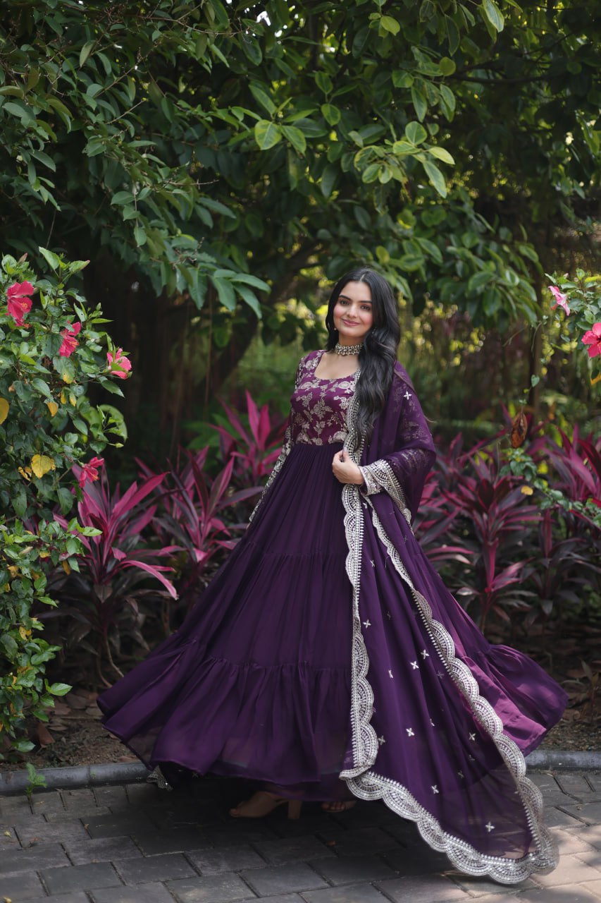 Faux Blooming Gown with Dupatta