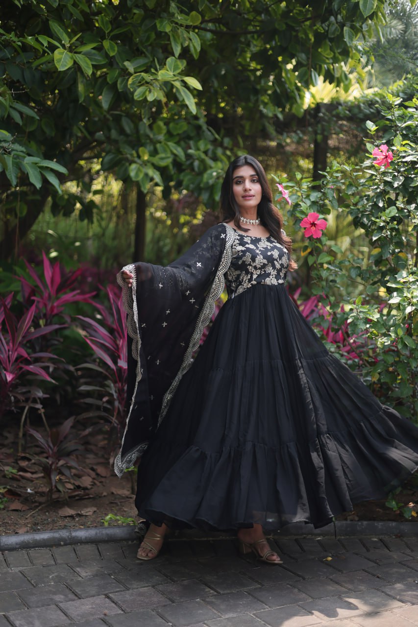 Faux Blooming Gown with Dupatta