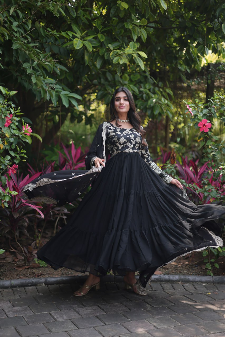 Faux Blooming Gown with Dupatta