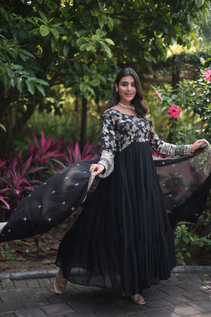 Faux Blooming Gown with Dupatta