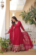 Faux Blooming Gown with Dupatta - Sequins Embroidered