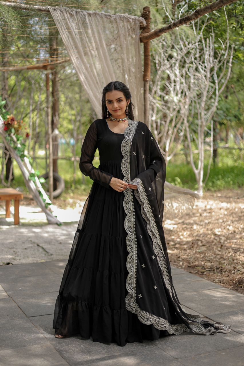 Faux Blooming Gown with Embroidered Dupatta