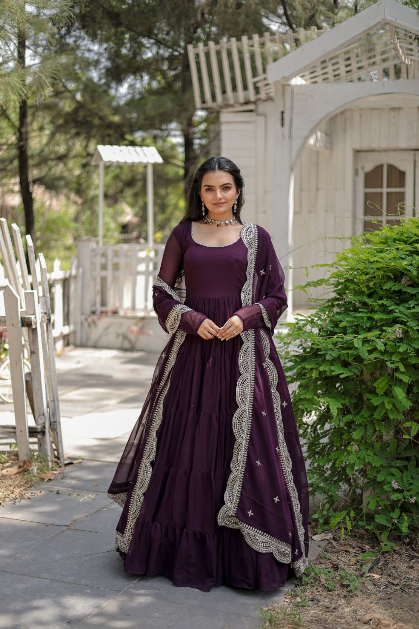 Faux Blooming Gown with Embroidered Dupatta