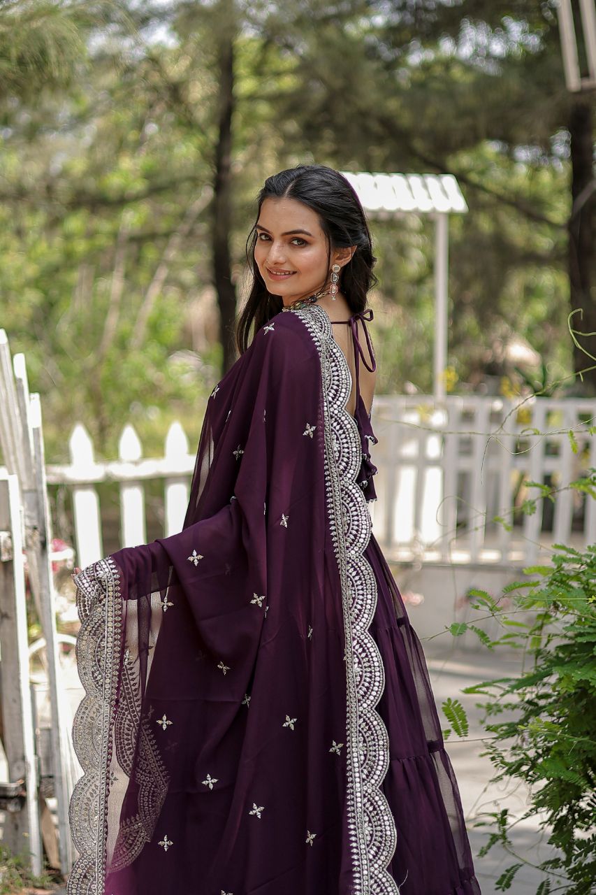 Faux Blooming Gown with Embroidered Dupatta