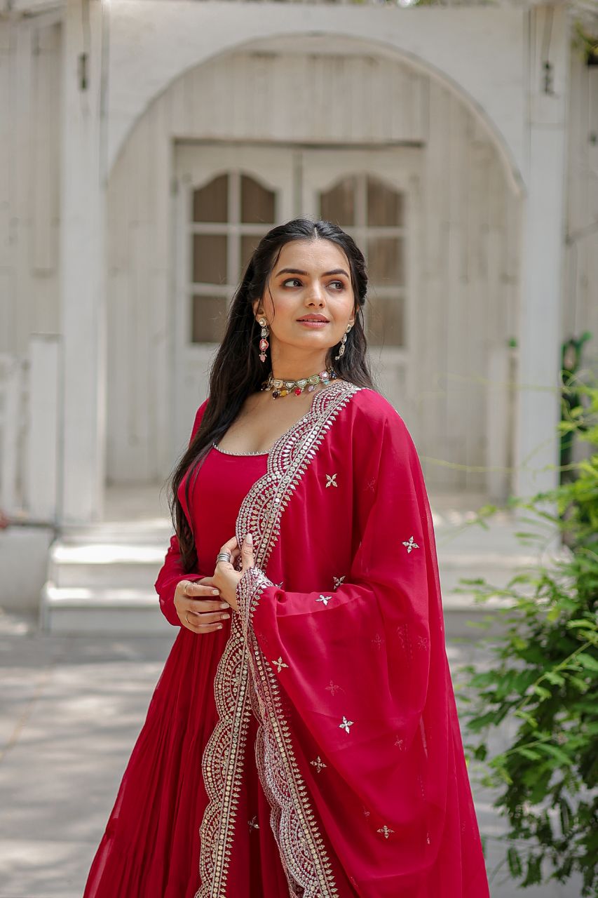Faux Blooming Gown with Embroidered Dupatta