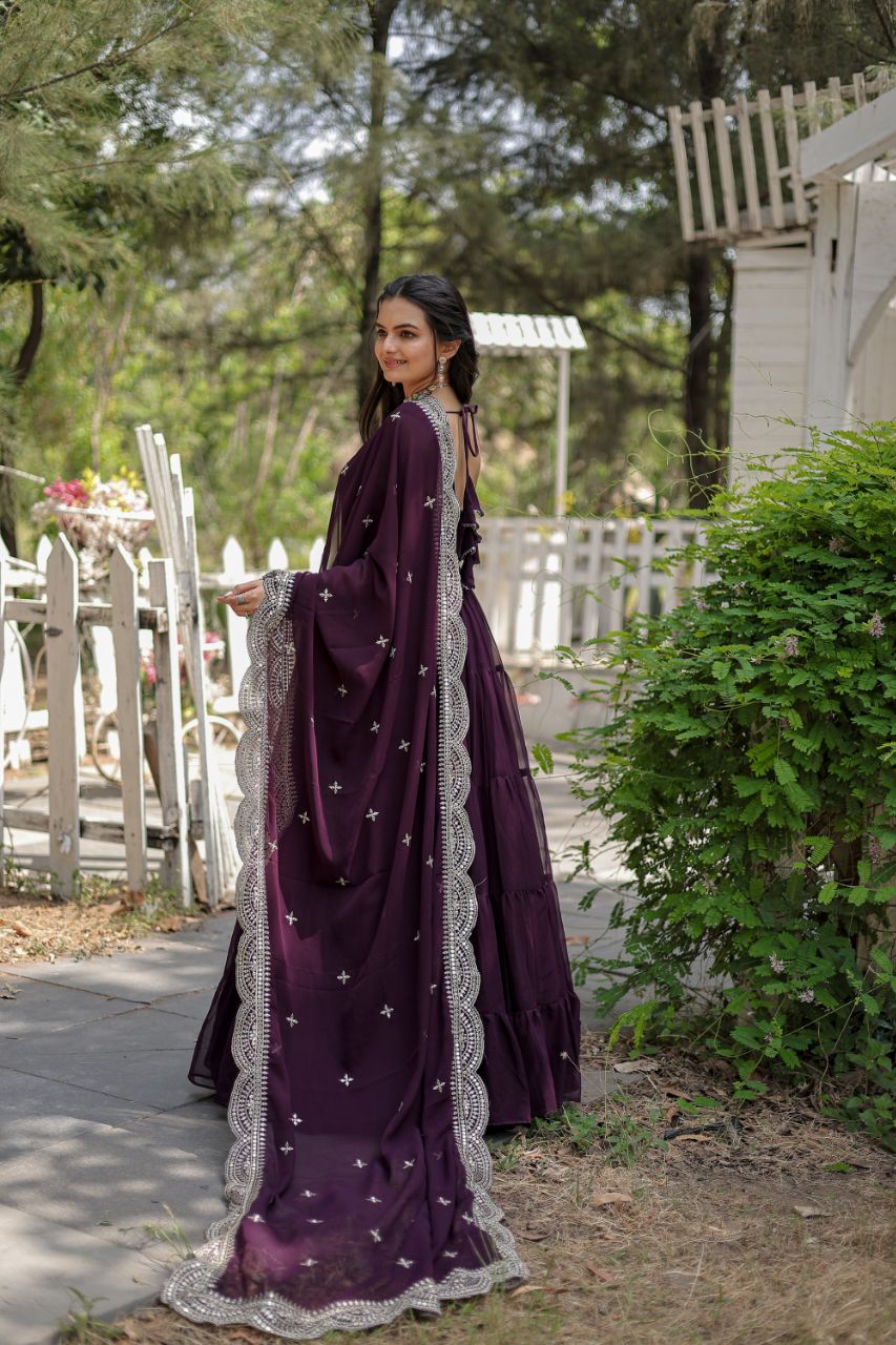 Faux Blooming Gown with Embroidered Dupatta