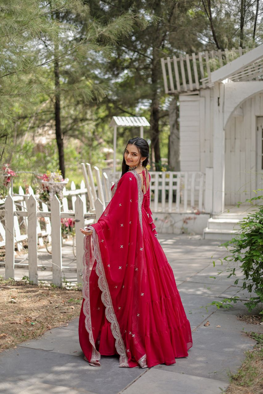Faux Blooming Gown with Embroidered Dupatta