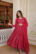 Faux Blooming Sequins Embroidered Gown with Dupatta