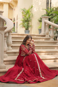 Faux Blooming Sequins Multi Embroidered Gown with Dupatta