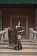 Faux Georgette Sharara Suit with Sequins Embroidery