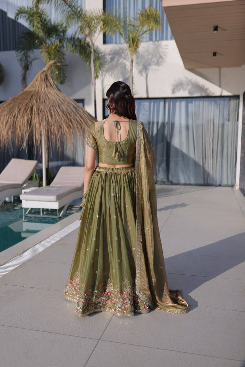 Fendi Silk Embroidered Lehenga Choli Set