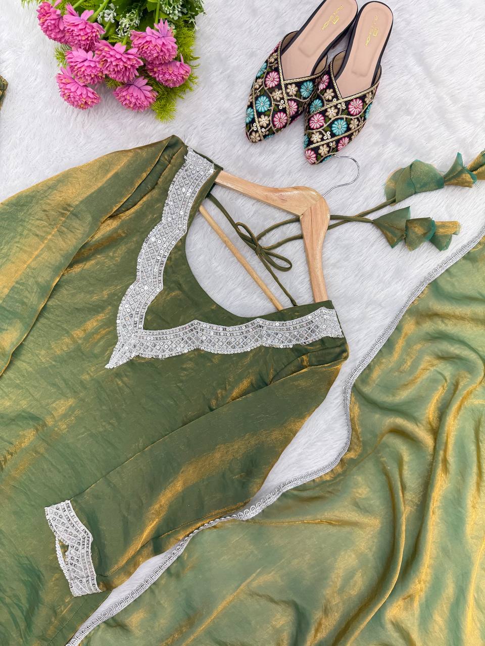 Fendy Fabric Sharara Suit with Lace Work