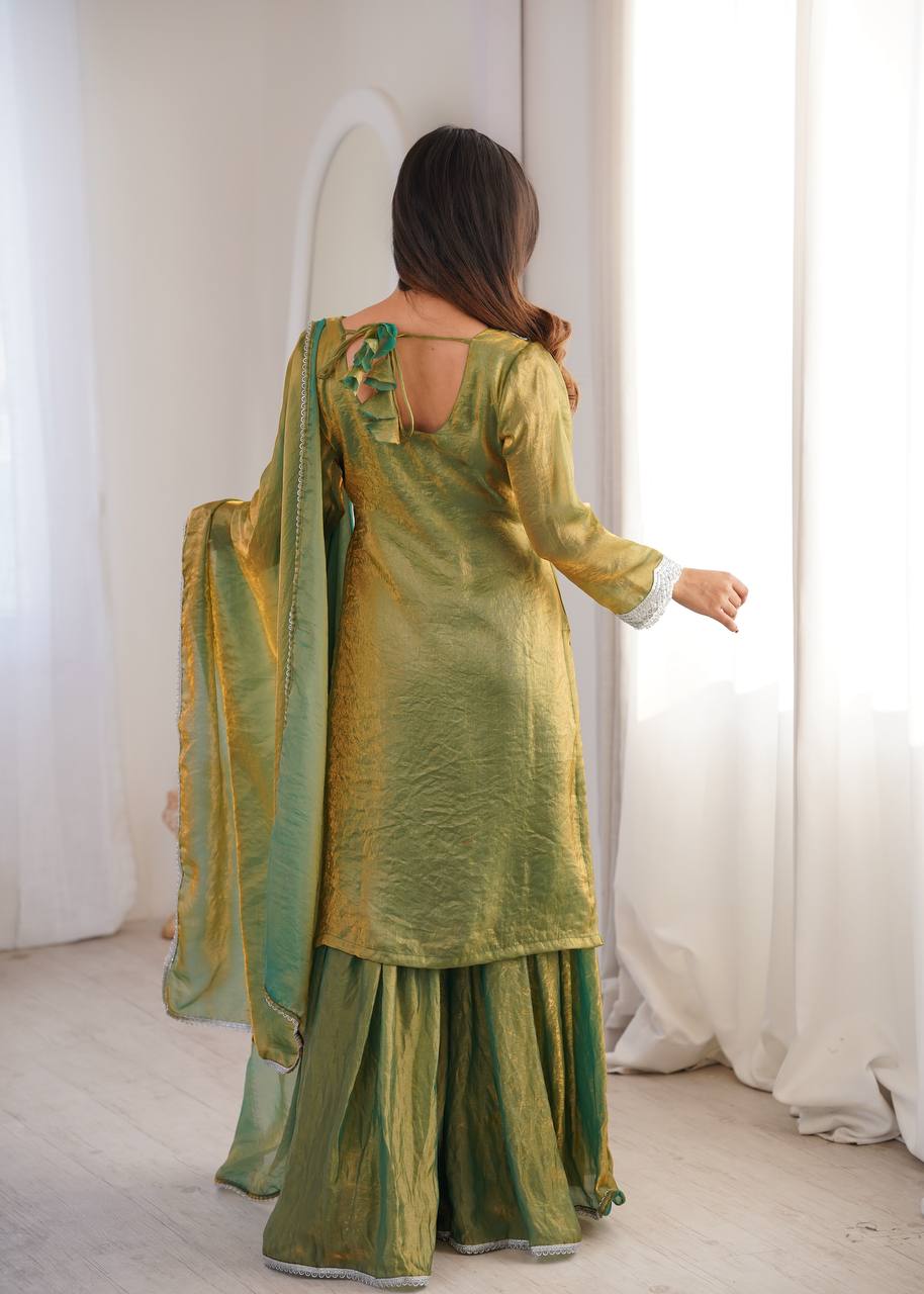 Fendy Fabric Sharara Suit with Lace Work