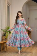 Floral Print Organza Anarkali Suit