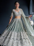 Green Alluring Sequins Net Engagement Wear Lehenga Choli With Dupatta