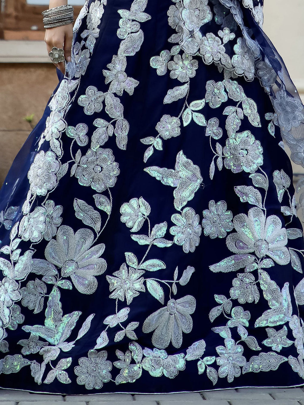 Fascinating Blue Dori Work Georgette Engagement Wear Lehenga Choli