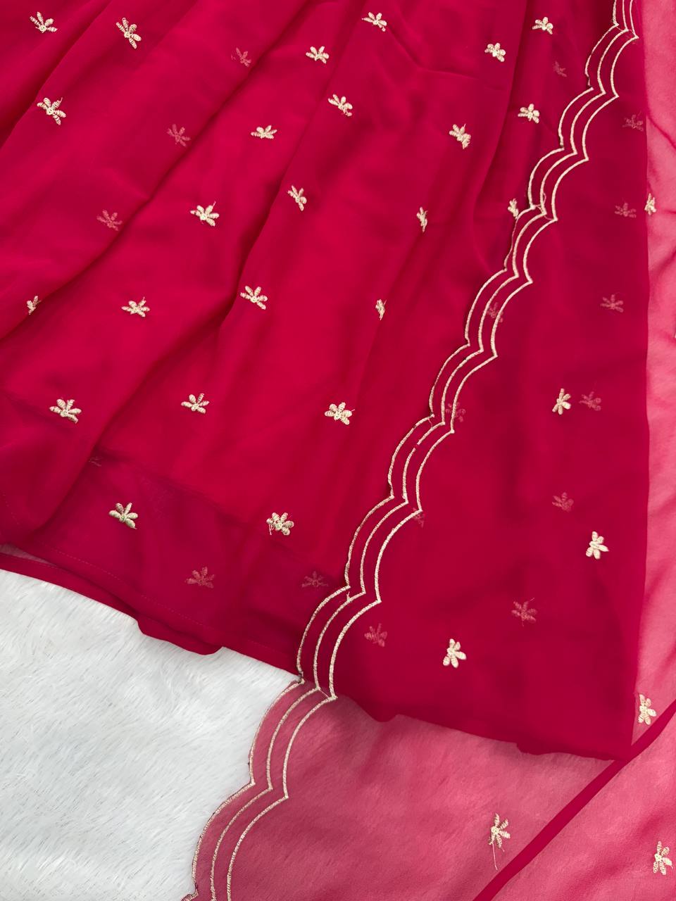 Georgette Sequence Embroidered Gown with Pant and Dupatta