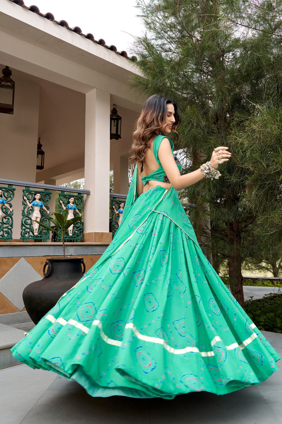 Ghummar Bandhej Print Navratri Lehenga Choli
