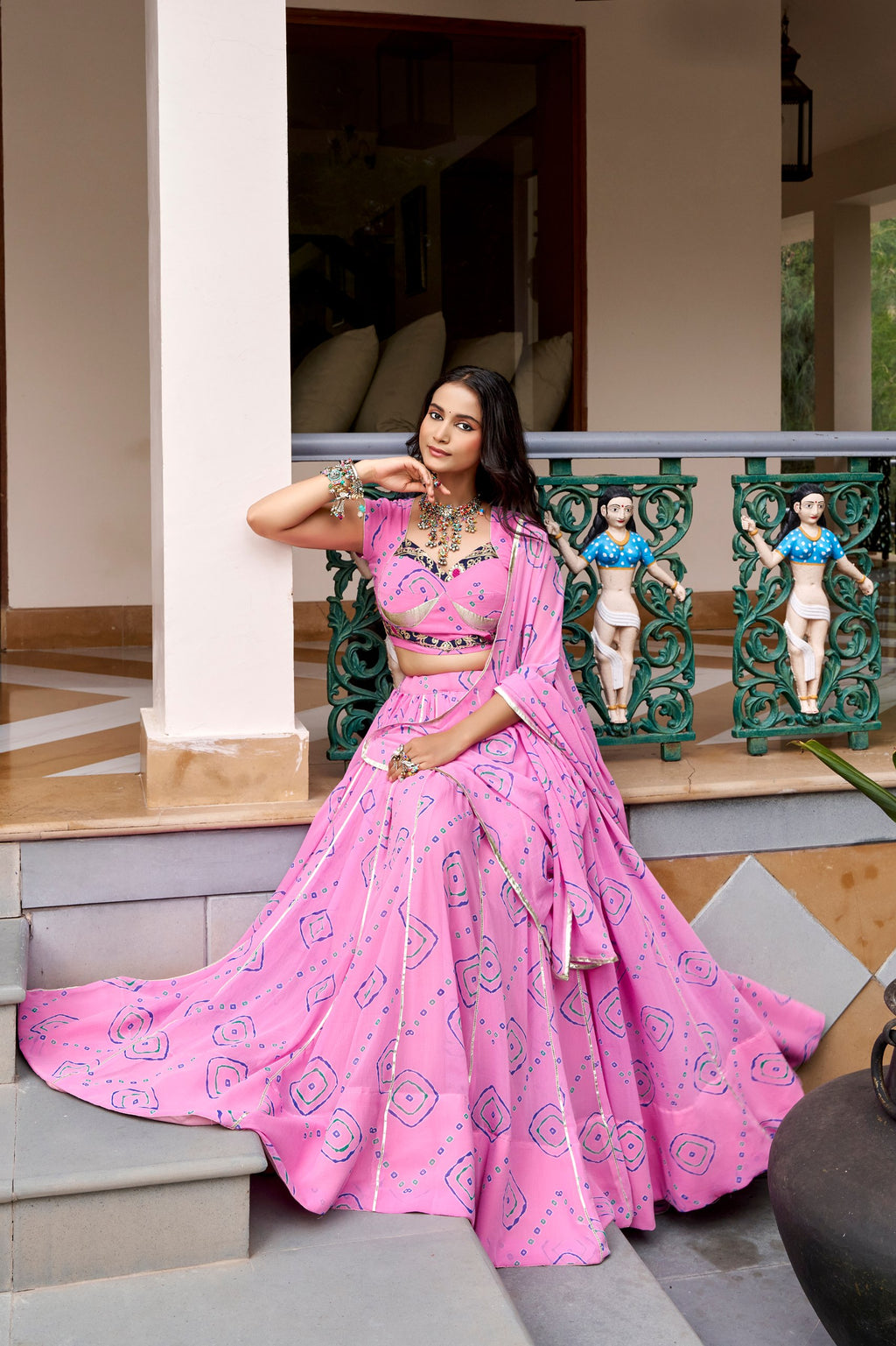 Ghummar Bandhej Print Navratri Lehenga Choli