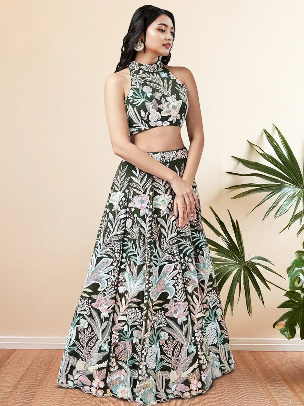 Glamorous Green Sequins Net Designer Lehenga Choli With Dupatta