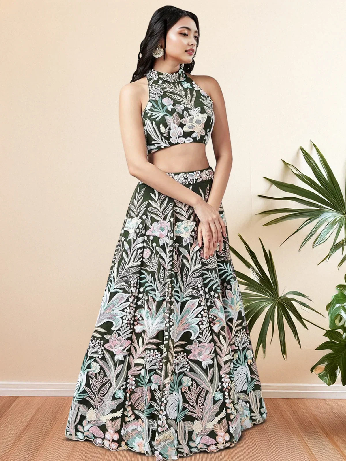 Glamorous Green Sequins Net Designer Lehenga Choli With Dupatta