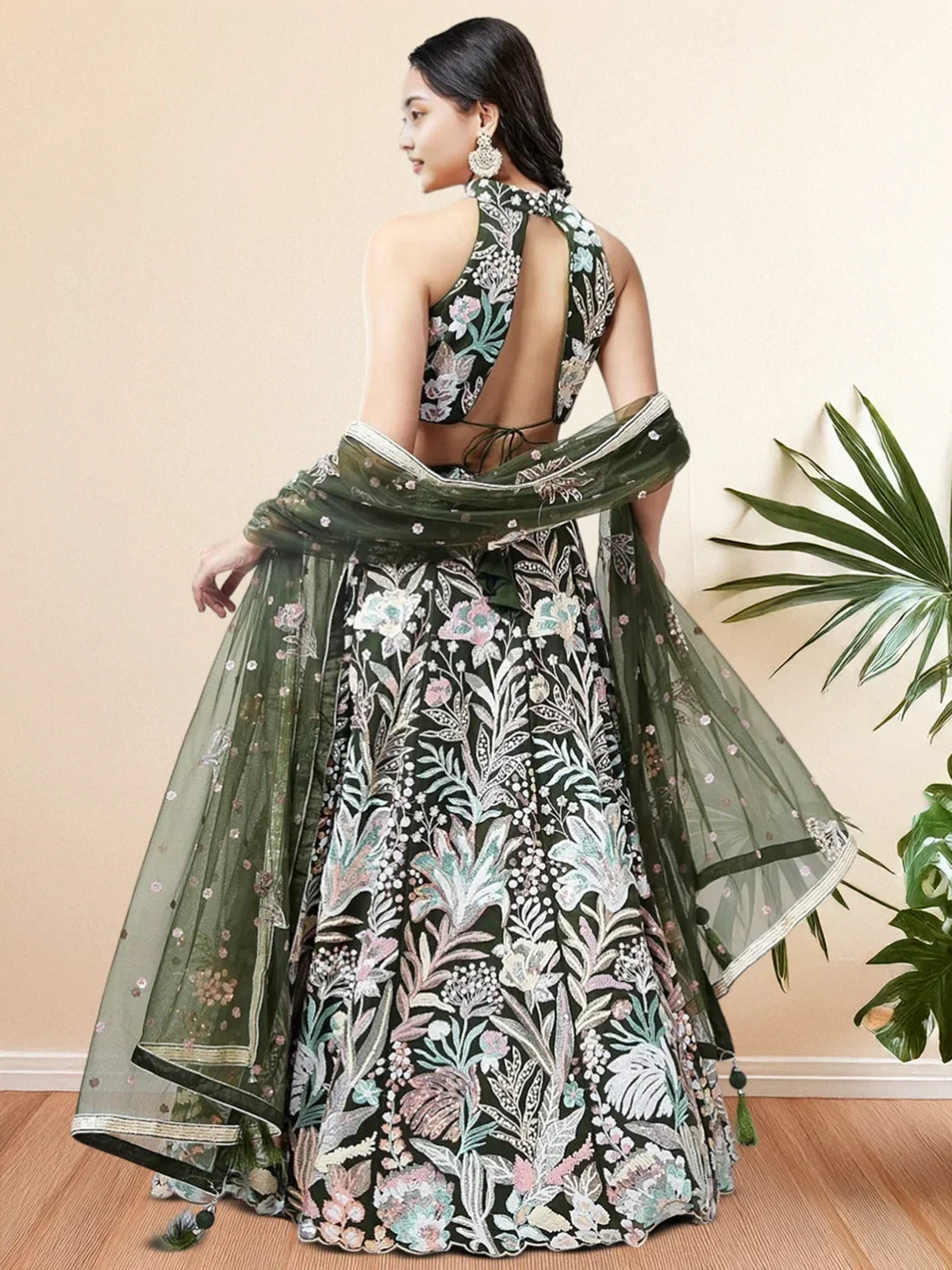 Glamorous Green Sequins Net Designer Lehenga Choli With Dupatta