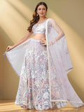Glamorous Lavender Sequins Net Bridesmaid Lehenga Choli With Dupatta