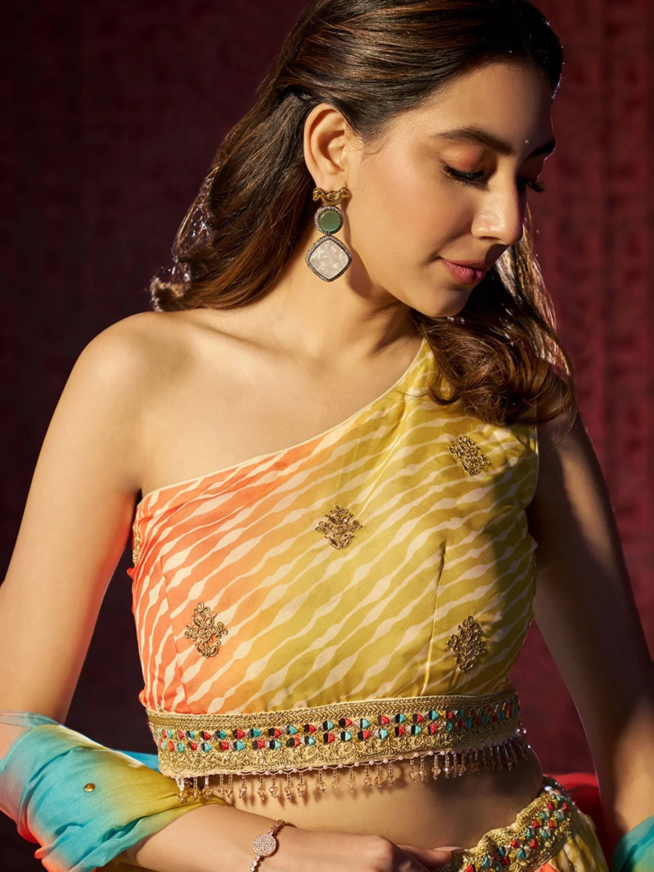 Glamorous Yellow Organza Function Wear Lehenga Choli With Dupatta
