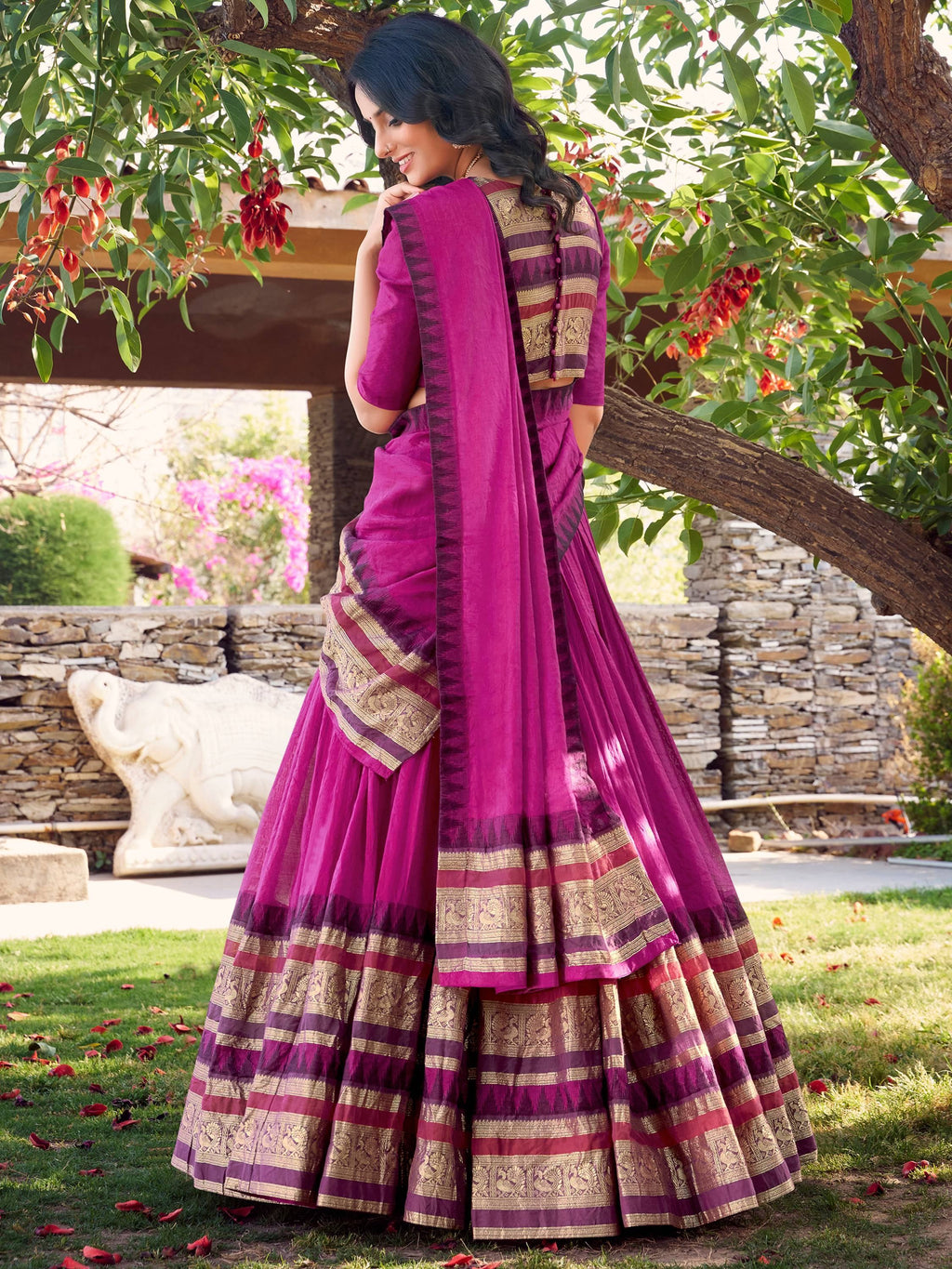 Pink Pretty Chanderi Silk Zari Weaving Wedding Wear Lehenga Choli