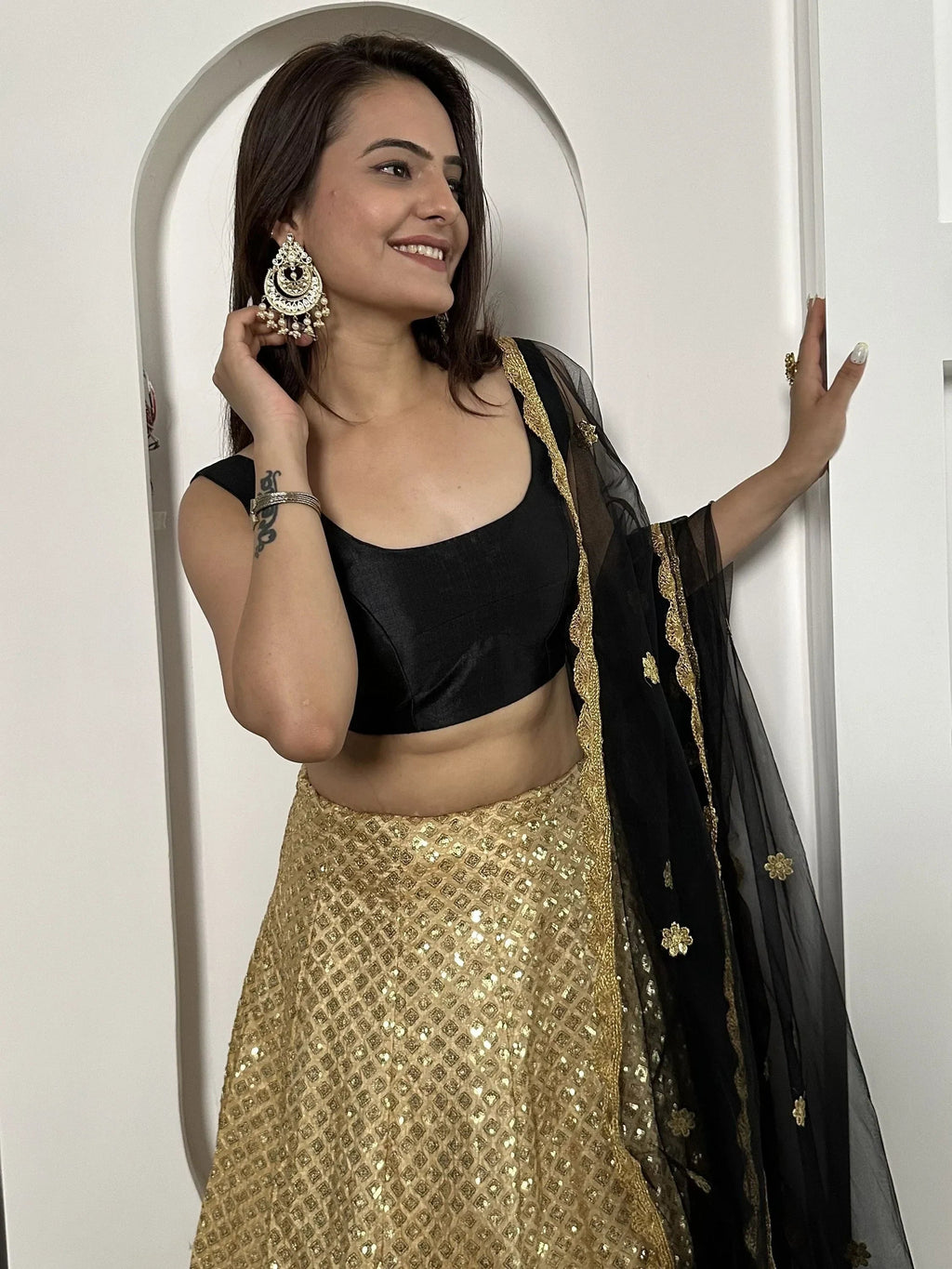 Gorgeous Black Sequins Silk Function Wear Lehenga Choli With Dupatta