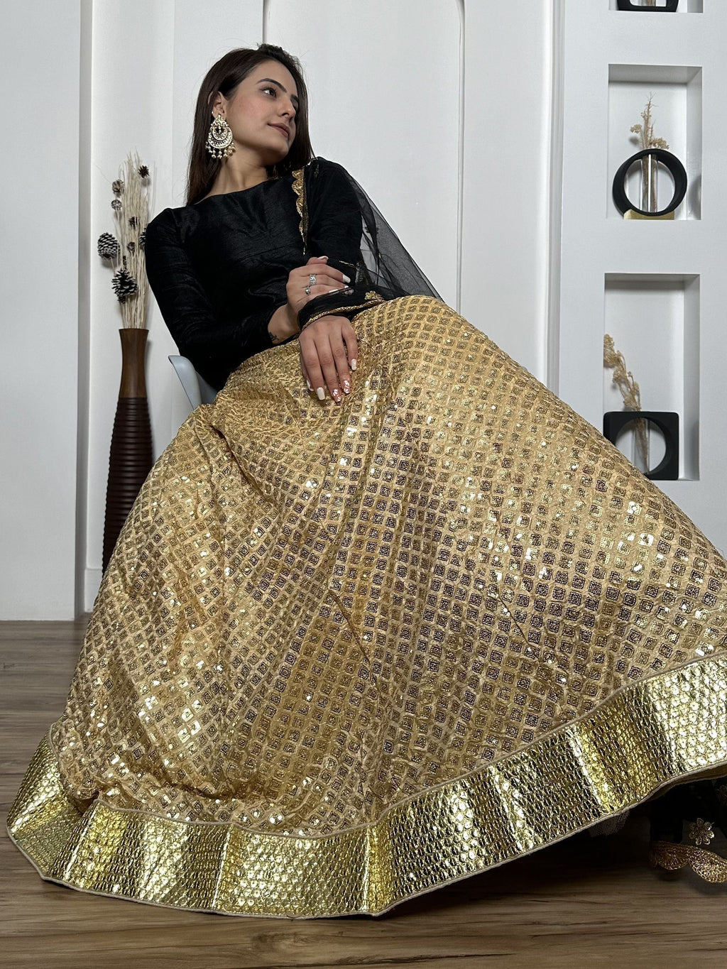 Gorgeous Black Sequins Silk Function Wear Lehenga Choli With Dupatta