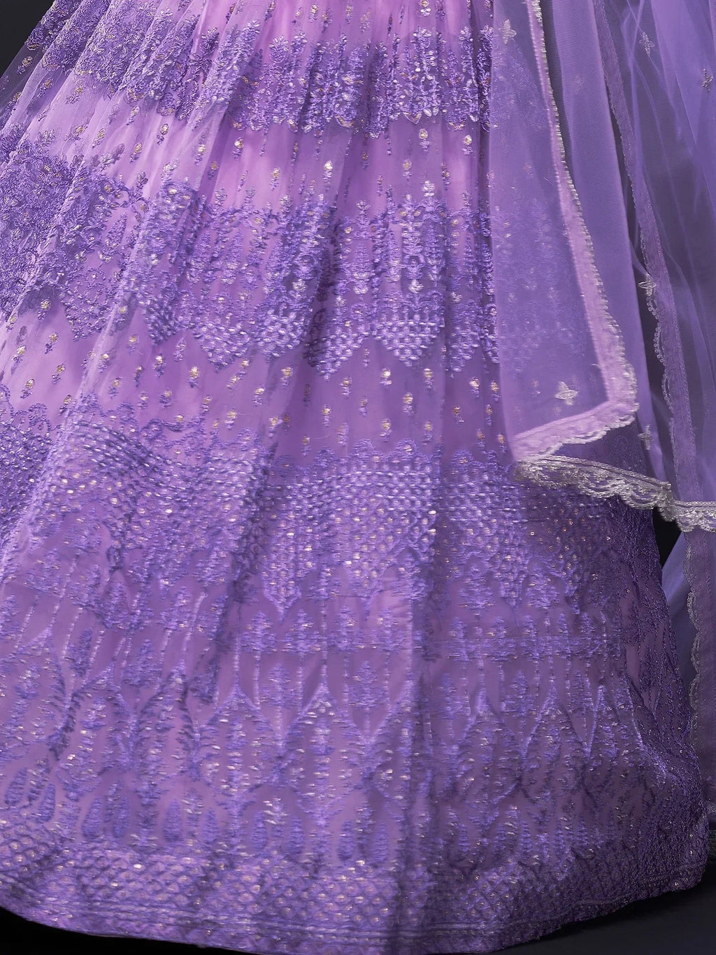Gorgeous Purple Sequins Net Designer Lehenga Choli With Dupatta