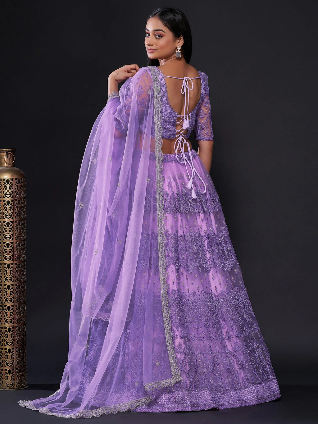 Gorgeous Purple Sequins Net Designer Lehenga Choli With Dupatta
