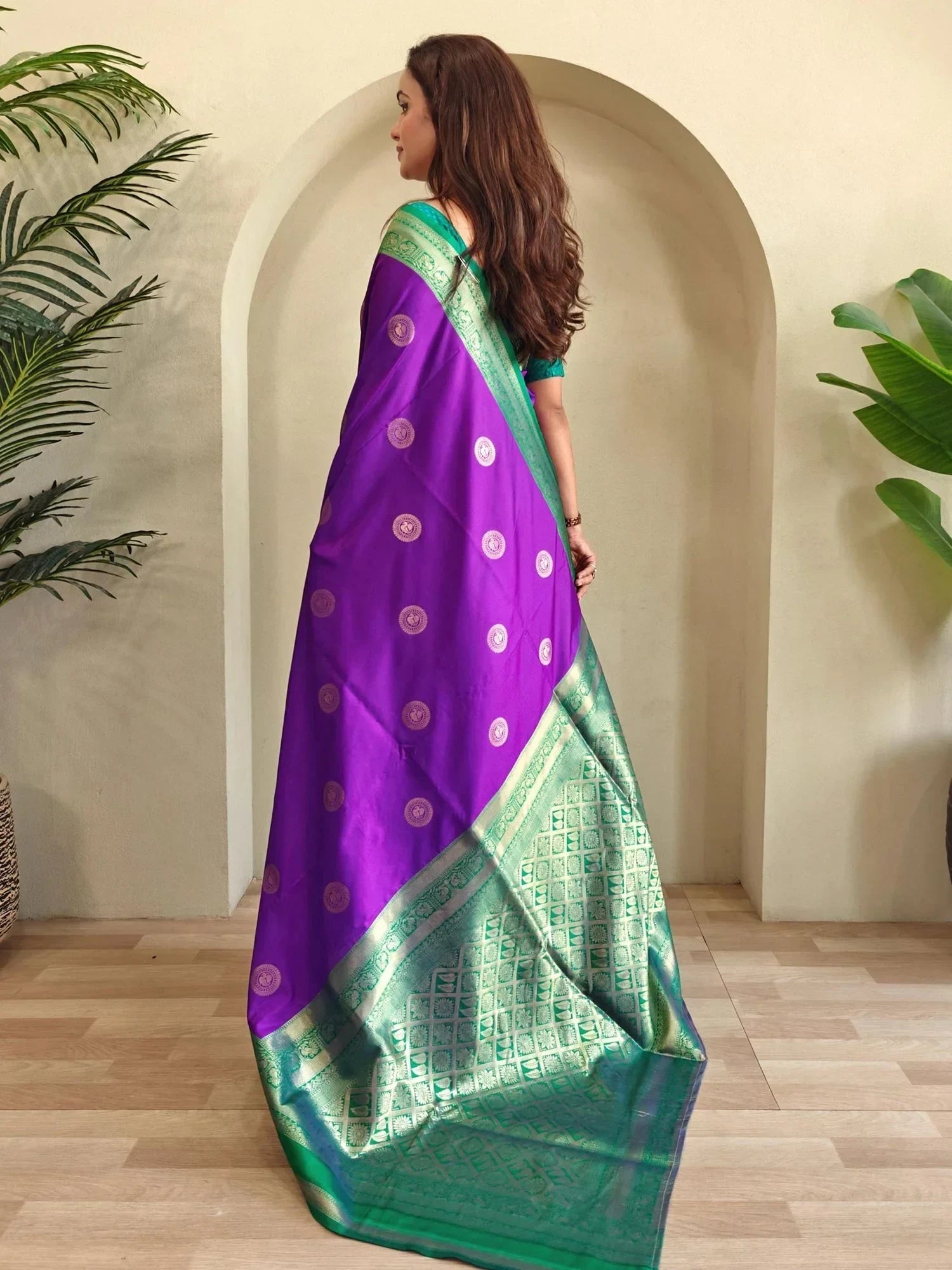 Gorgeous Purple Zari Weaving Silk Office Wear Saree With Blouse