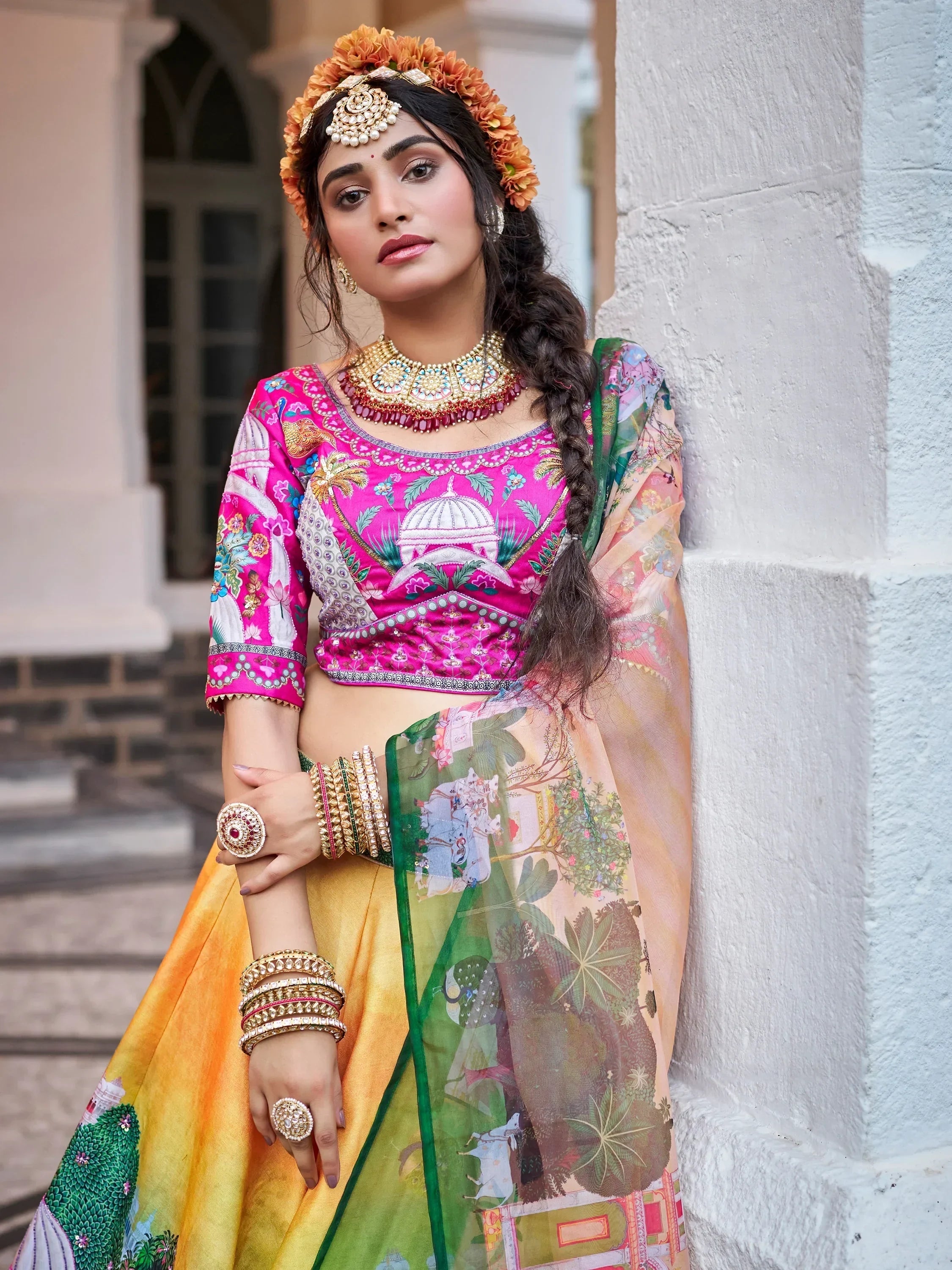 Gorgeous Yellow Printed Art Silk Traditional Lehenga Choli With Dupatta