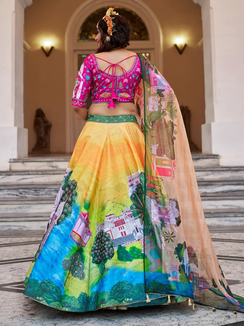 Gorgeous Yellow Printed Art Silk Traditional Lehenga Choli With Dupatta